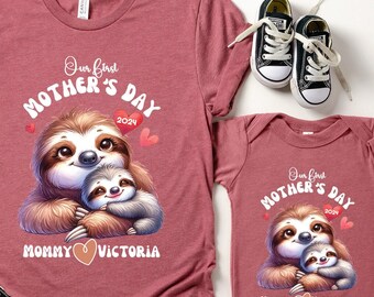 Personalized Our First Mother's Day Shirts, Mommy and Me Matching Shirt, Custom Name Mother's Day Shirt, 1st Mothers Day Outfit Shirt