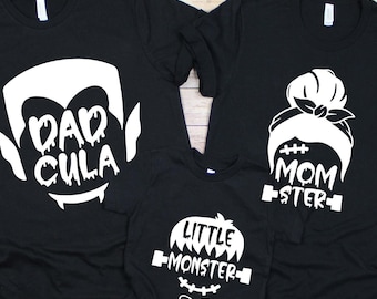 Dadcula Momster Little Monster Halloween Matching Shirts