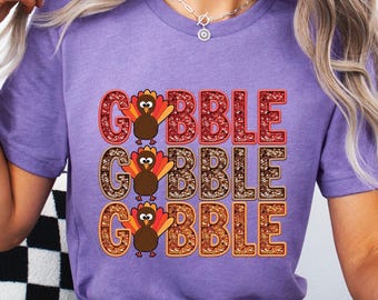 Gobble Thanksgiving Shirt, Thanksgiving Shirt, Family Thanksgiving Crew shirts, Funny Thanksgiving 2025, Gobble Group Faux Sequin Shirts