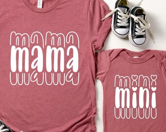 Mama and Mini Matching Shirt, Mother's Day Gift, Mini Mama Shirt, Retro Boho Shirt, Gift for Mom, Daughter Shirt, Mama Mini Shirt
