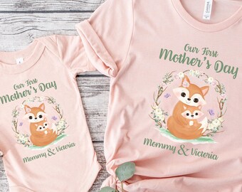 Personalized Our First Mother's Day Shirts, Fox Mommy, Matching Mommy And Me Shirt, Custom Mother's Day Shirt, 1st Mothers Day Outfit
