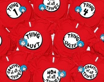 Custom Matching Thing 1, Thing 2, Thing 3, Customized Family Matching Thing Mom, Thing Dad Shirt, Holiday Shirt, Birthday Party Shirt