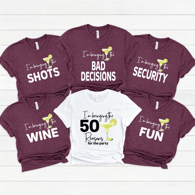 Birthday Party 50th Shirt, Group Trip Tee, I'm Bringing the 50 Reasons Tees image 7
