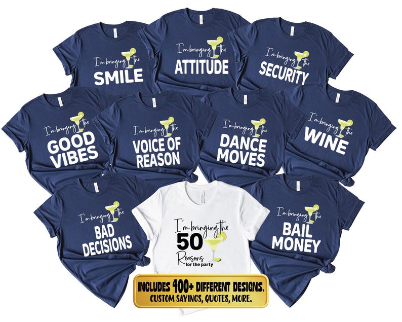 Birthday Party 50th Shirt, Group Trip Tee, I'm Bringing the 50 Reasons Tees image 1