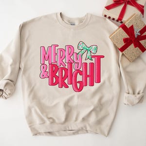 Merry and Bright Christmas Sweatshirt: Family Crew Shirts