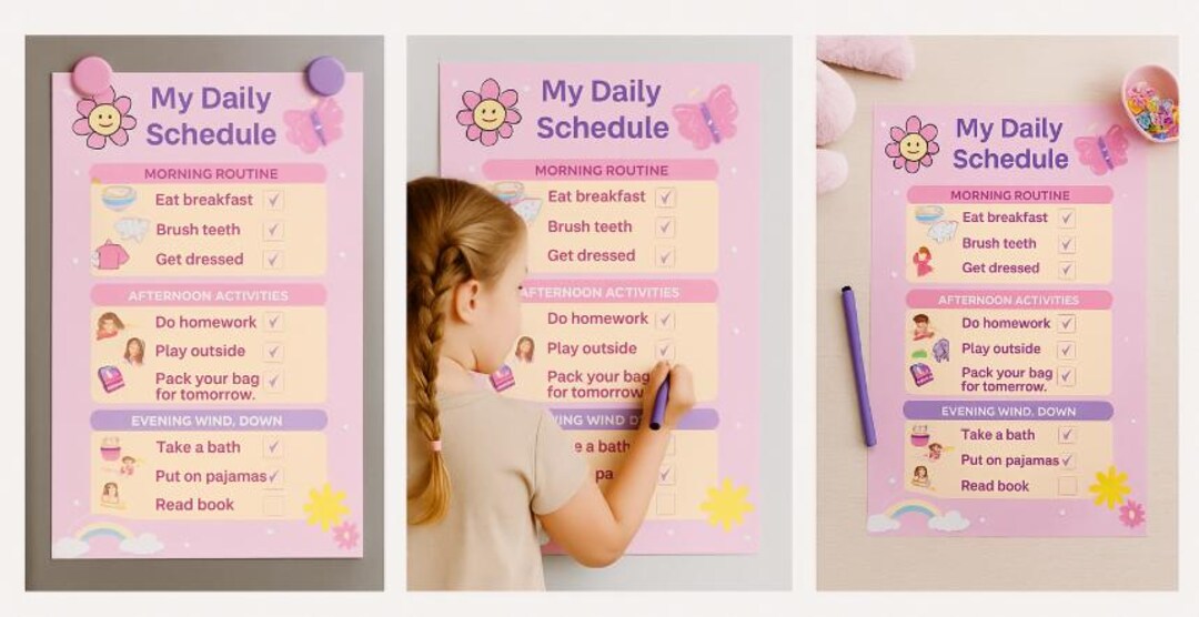 Daily Routine Chart for Girls – Printable Schedule for Kids | Morning ...