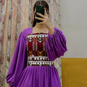 Authentic Afghan Kuchi Dress with Handmade Cherma Embroidery | Jamawar Fabric | Women&#39;s Traditional Attire