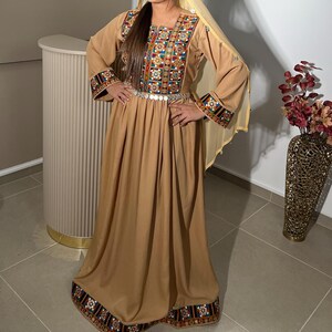 Afghan Handmade Kuchi Dress | Embroidered Cherma & Jamawar | Traditional Women&#39;s Clothing