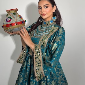 Afghan Handmade Kuchi Dress | Fabric | Cherma Embroidery | Handmade Vintage Chestpiece | Traditional Women&#39;s Clothing