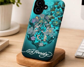 Vintage Tigers Phone Case, Ed Cute Tiger Collage, Japanese Traditional Art Print Hardy Tough Case,  Wildlife Tiger Retro Collage