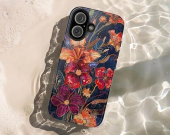 Unique Dark Whimsical Flower Phone Case, Aesthetic Goth & Cottagecore Case, Goth Cottagecore Floral Phone Case