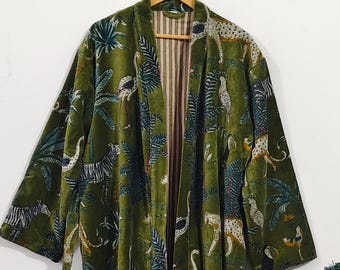 Luxury Velvet House Robe,  velvet cotton Kimono Robe, Dressing Gown,wedding robe Bridesmaid winter bathrobe women men gift reversible jacket