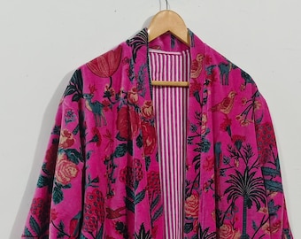Bata de casa de terciopelo de lujo larga, bata tipo kimono de algodón y terciopelo, bata de boda, bata de baño de dama de honor de invierno, bata unisex reversible