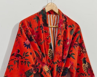 Luxury Velvet House Robe,  velvet cotton Kimono Robe, Dressing Gown,wedding robe Bridesmaid winter bathrobe women men gift reversible jacket