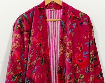 Bata de terciopelo de lujo para el hogar, bata kimono de terciopelo y algodón, bata de casa, regalo para damas de honor, regalo de cumpleaños, ropa de estar por casa, camisón, bata de playa.