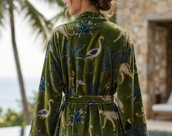 Luxury Velvet House Robe,  velvet cotton Kimono Robe, Dressing Gown,wedding robe Bridesmaid winter bathrobe women men gift reversible jacket