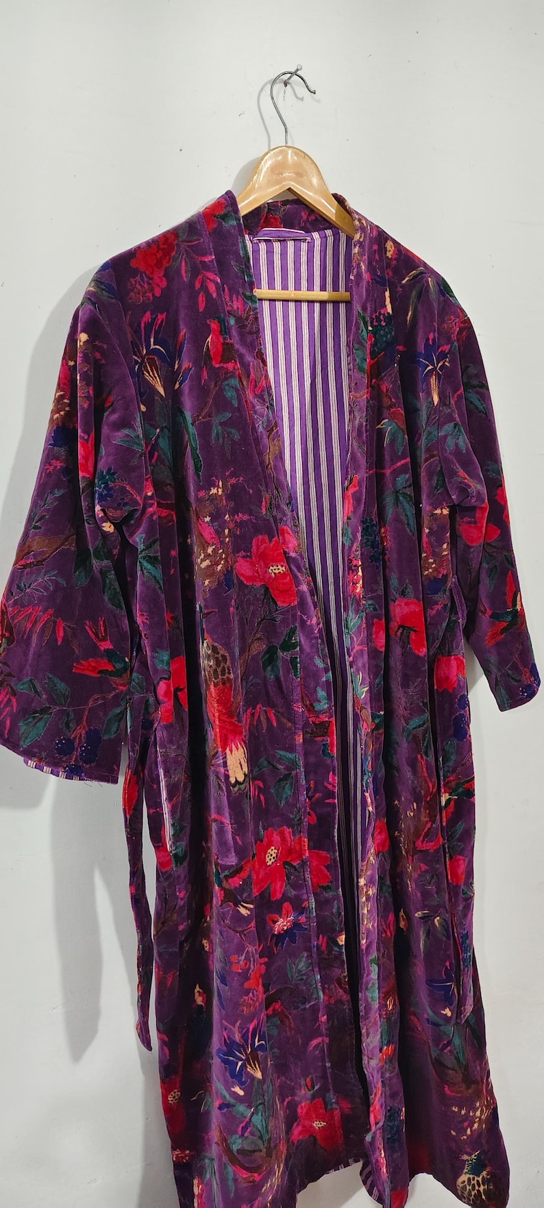Luxury Velvet House Robe, velvet cotton Kimono Robe, Dressing Gown,wedding robe Bridesmaid winter bathrobe women men gift reversible jacket purple