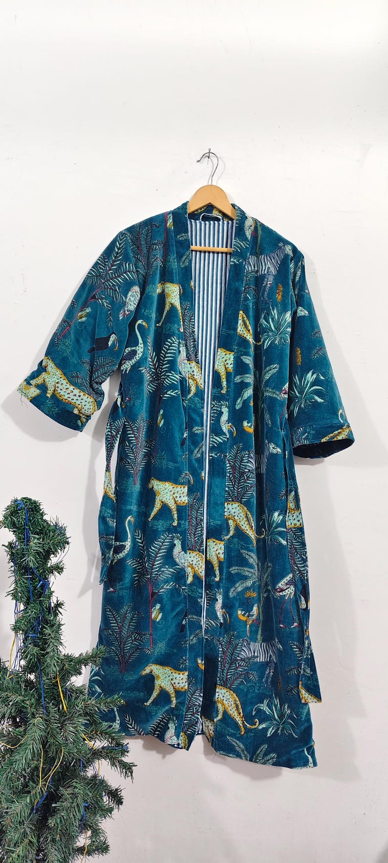 Luxury Velvet House Robe, velvet cotton Kimono Robe, Dressing Gown,wedding robe Bridesmaid winter bathrobe women men gift reversible jacket teal blue