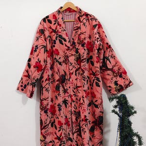 Luxury Velvet House Robe, velvet cotton Kimono Robe, Dressing Gown,wedding robe Bridesmaid winter bathrobe women men gift reversible jacket salmon pink
