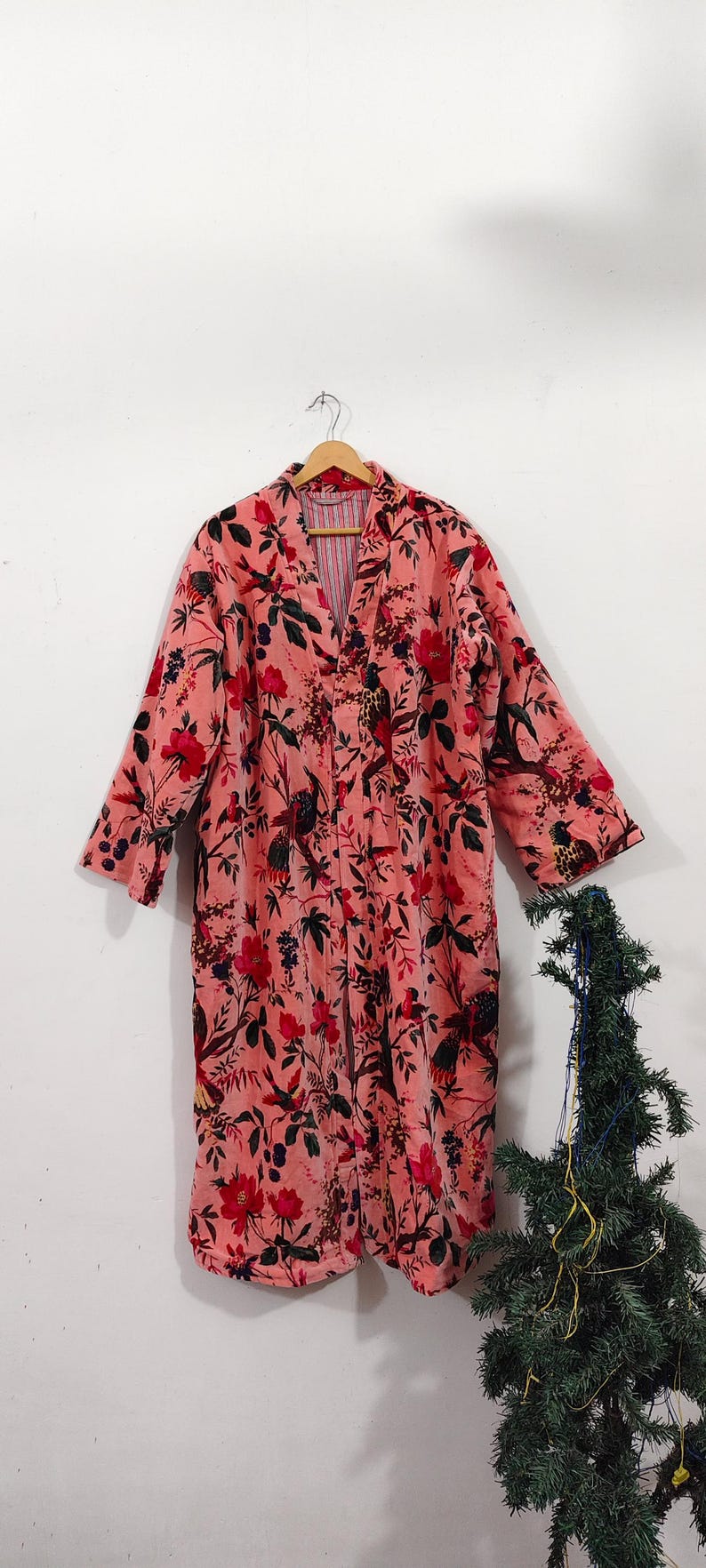 Luxury Velvet House Robe, velvet cotton Kimono Robe, Dressing Gown,wedding robe Bridesmaid winter bathrobe women men gift reversible jacket salmon pink
