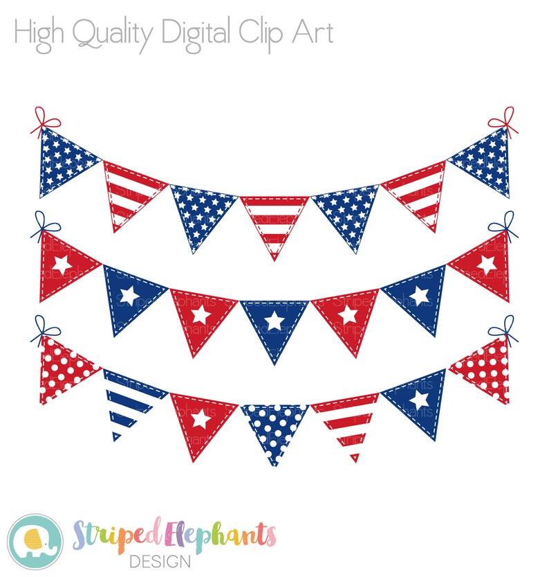 4th of July Clipart Bunting Independence Day Clip Art Red  Etsy