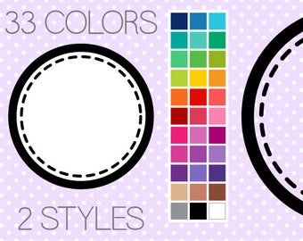 Stitched Circle Digital Frames 1 - Clipart Borders - Round Printable Frames - Instant Download - Commercial Use