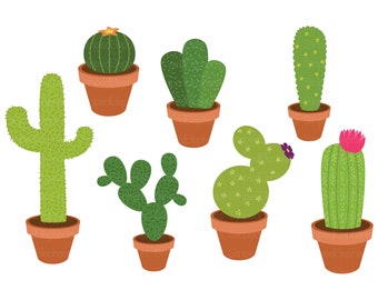 Cacti Clip Art, Cactus Clipart, Succulent Clip Art, Plants Clipart, Instant Download, Commercial Use