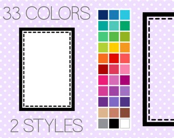 Stitched Rectangle Digital Frames - Clipart Labels - Printable Frames - Instant Download - Commercial Use