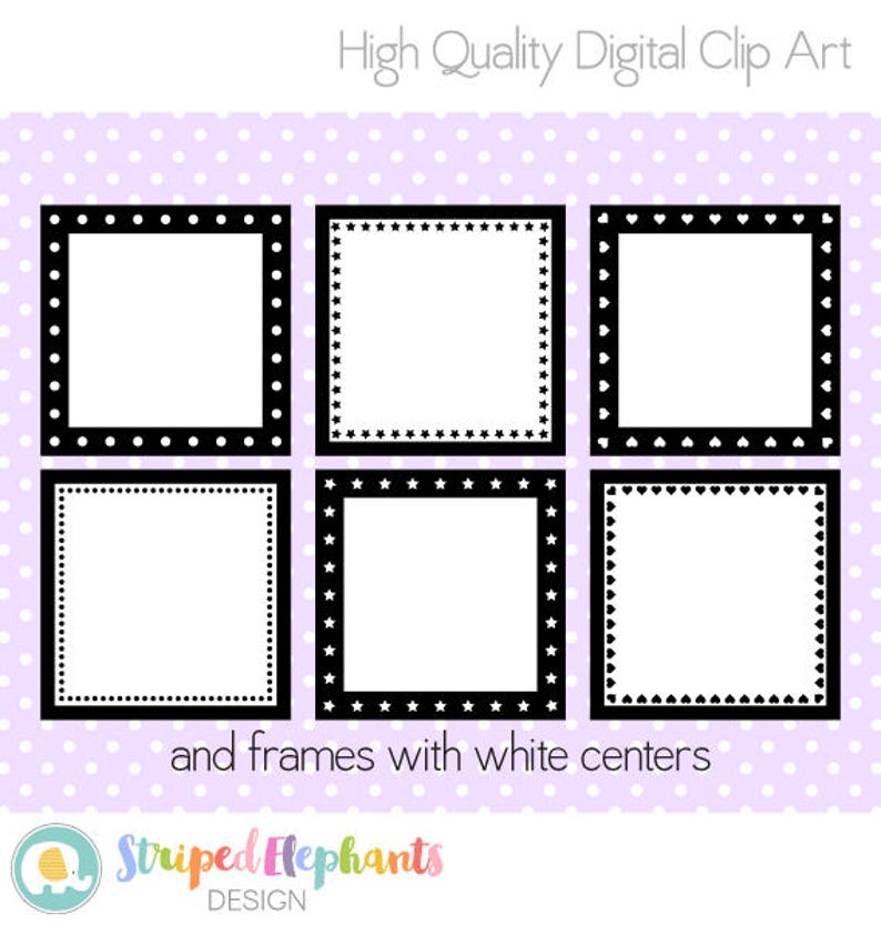 Square Digital Frame Collection 2 Clipart Frames Instant Download Commercial Use image 3