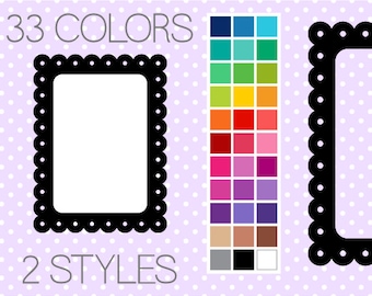 Dotted Scalloped Rectangle Digital Frames - Clip Art Frames - Instant Download - Commercial Use