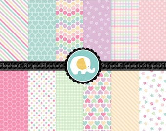Spring Fun Papers Easter Digital Papers, Pastel Digital Scrapbook Paper, Pastel Printable Paper, Instant Download, Commercial Use