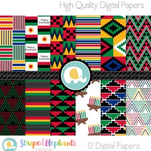 Kwanzaa Digital Papers, Kwanzaa Scrapbook Paper, Kwanzaa Digital Background, Instant Download, Commercial Use image 1