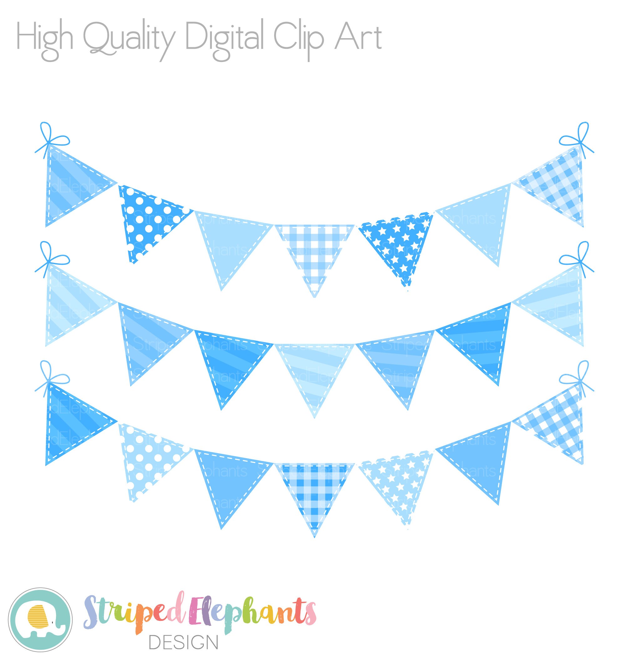 Blue Bunting Clip Art Baby Boy Bunting Flags Clipart Baby Etsy UK