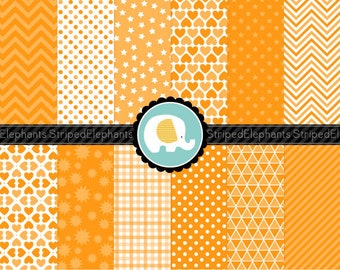 Orange Digital Paper Pack, Orange Digital Scrapbook Paper, Orange Digital Background, Instant Download, Commercial Use