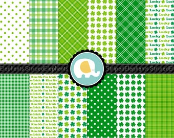 St Patrick's Day Digital Paper Pack, St Patricks Digital Scrapbooking Papers, St Patricks Printable Paper, Commercial Use