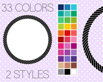 Rope Clip Art Digital Frames Circle - Round Clipart Borders - Printable - Instant Download - Commercial Use