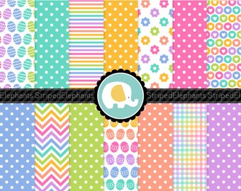 Easter Fun Digital Paper Pack, Spring Digital Scrapbook Paper, Easter Printable Paper, Instant Download, Commercial Use