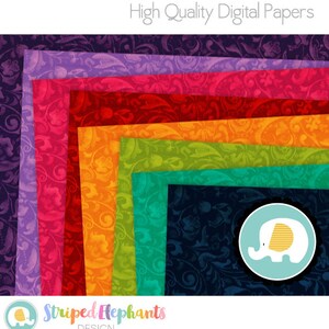 Swirly Floral Digital Paper Pack Digital Scrapbook Paper Instant Download Commercial Use image 1