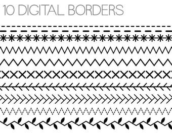 Digital Edging - Sewing Stitches Digital Borders - Instant Download - Commercial Use