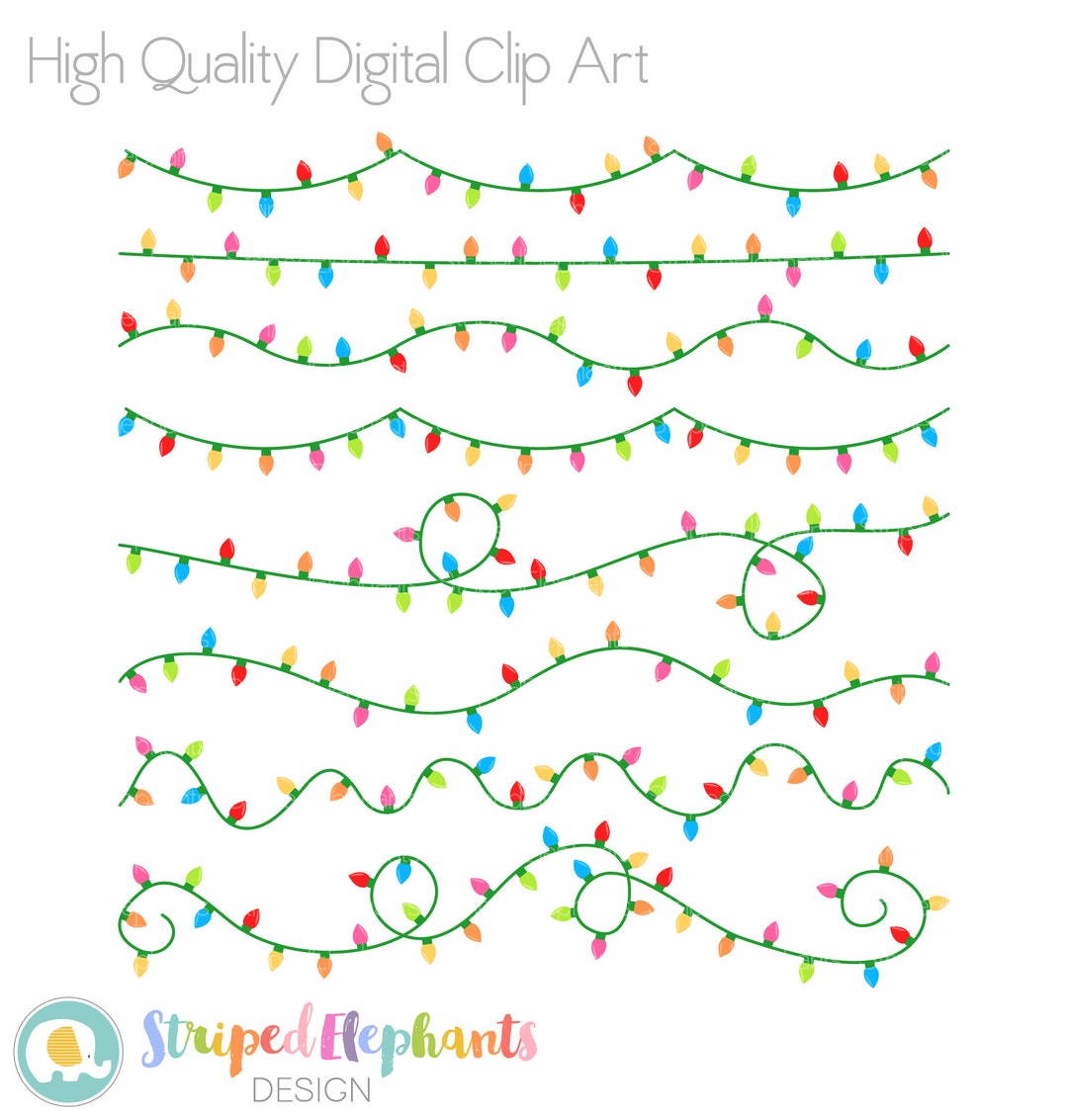 Fairy Lights Clip Art, Digital Party Lights, Christmas Twinkle Lights