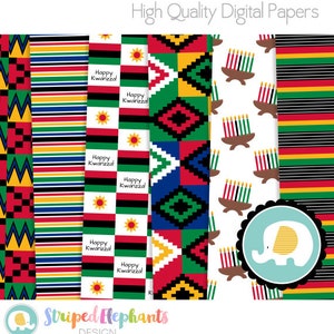 Kwanzaa Digital Papers, Kwanzaa Scrapbook Paper, Kwanzaa Digital Background, Instant Download, Commercial Use image 2