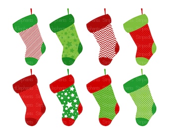 Christmas Stocking Clip Art - Digital Clip Art - Instant Download - Commercial Use