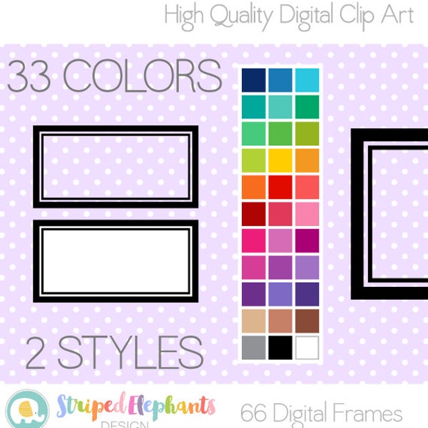 Line Rectangle Clip Art Labels - Printable Labels - Printable Frames - Digital Frames - Clipart Frames - Instant Download - Commercial Use