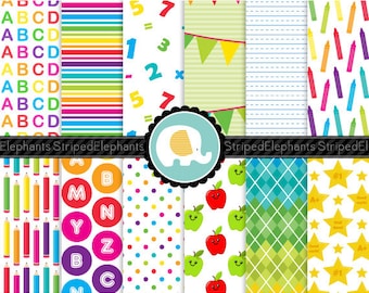 School digitale papier Pack, school digitale achtergrond, digitale scrapbook papier, digi schroot, Instant Download, commercieel gebruik