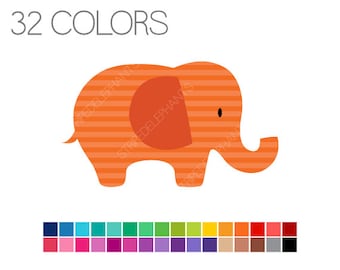 Elephants Clipart Striped - Animals Digital Clip Art - Instant Download - Commercial Use