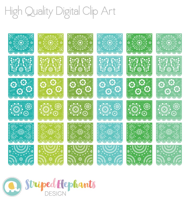 Papel Picado Clipart SVG Cut Files Printable Digital Mexican - Etsy