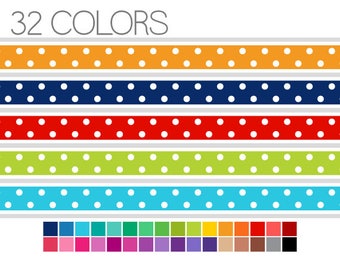 Clip Art Edging - Polka Dot Digital Borders - Instant Download - Commercial Use