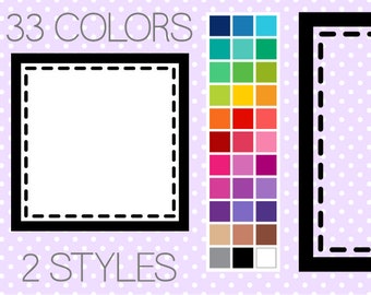 Stitched Square Digital Frames - Clipart Borders - Printable Frames - Instant Download - Commercial Use