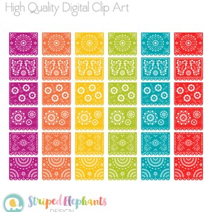 Printable Papel Picado Clipart, SVG Cut Files, Digital Mexican Banners Clip Art FIESTA - Etsy