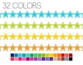 Clipart Borders - Star Digital Ribbons - Instant Download - Commercial Use - V3